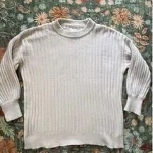 Men's Ribbed Crewneck Sweater - White